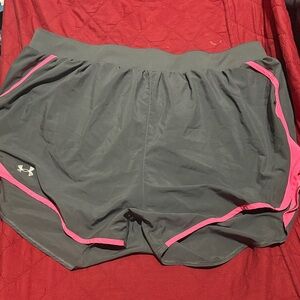Under Armour Women's Athletic Shorts in Gray with Pink Trim